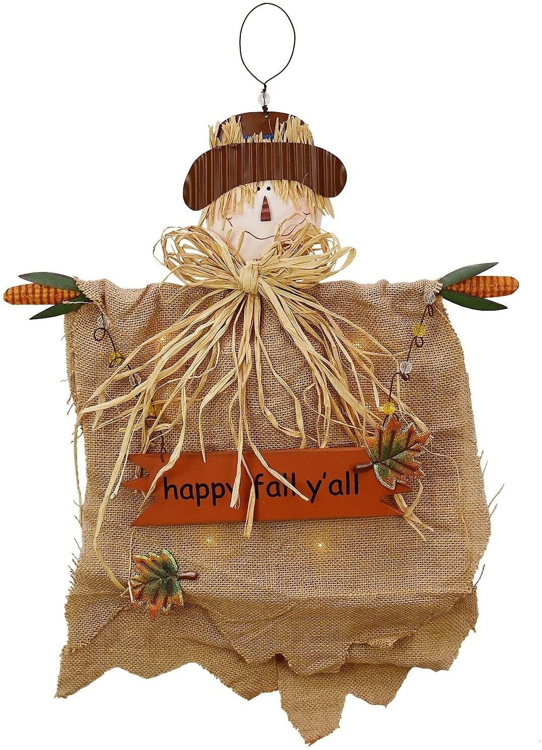 Fall Scarecrow Hanging Wall Decoration LED Battery Operated Scarecrow Decor Fall