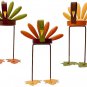 Set of 3 Turkey Tea Light Candleholders Tabletop Decorative Metal Turkey...