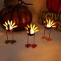 Set of 3 Turkey Tea Light Candleholders Tabletop Decorative Metal Turkey...