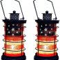Rustic Metal Lantern Patriotic Decorative Candle Holder American Flag July 4th D