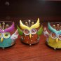 3 Piece Owl Hurricane Glass/Metal Candle Holder Set (Set of 3)