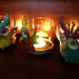 3 Piece Owl Hurricane Glass/Metal Candle Holder Set (Set of 3)