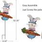 Garden Stake Easter Bunny Boy Metal Stake Garden Decor Rabbit with Carrot...