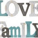 Multicolor Wooden Love Family Word Sign Freestanding Block Letters Wall Mounted