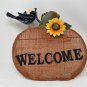 Metal Sackcloth Pumpkin with black bird and sunflower Welcome sign TabletopDecor