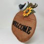 Metal Sackcloth Pumpkin with black bird and sunflower Welcome sign TabletopDecor