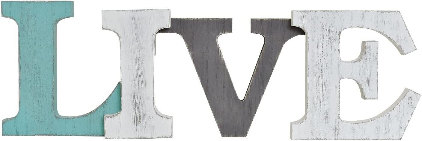 Wooden Live Sign Decor Aqua Hanging Block Letters Sign Free Standing Wooden Lett
