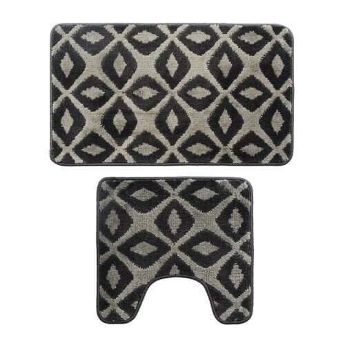 Bathroom Contour Rugs Combo 2 Piece Soft Latex Backing NonSlip UShaped rectangle