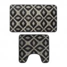 Bathroom Contour Rugs Combo 2 Piece Soft Latex Backing NonSlip UShaped rectangle