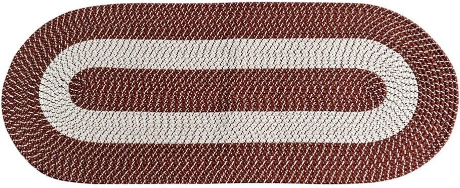 Braided Area Rug Woven Doormat Reversible Oval Floor Carpet Coffee 24"x60"x0.5"