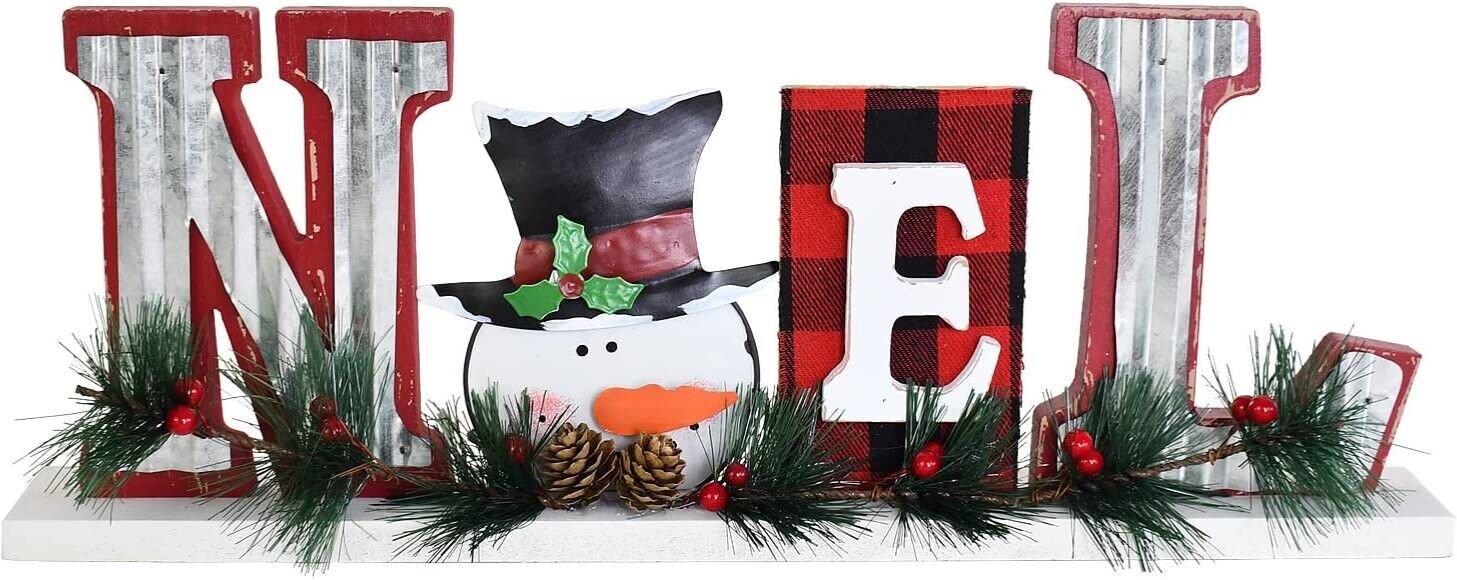Christmas Wood Noel Sign for Home Decor, Decorative Wooden Cutout Noel Word Deco