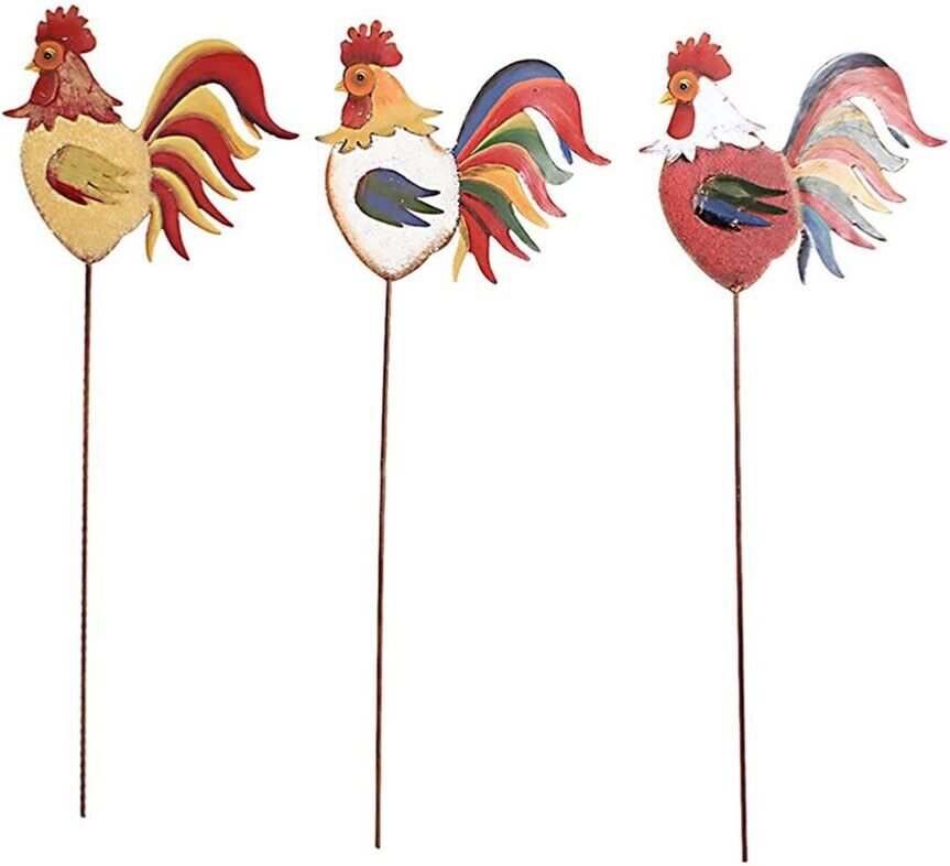Metal Rooster Garden Stake Decorative Rooster Ornament Outdoor Patio Yard Decor