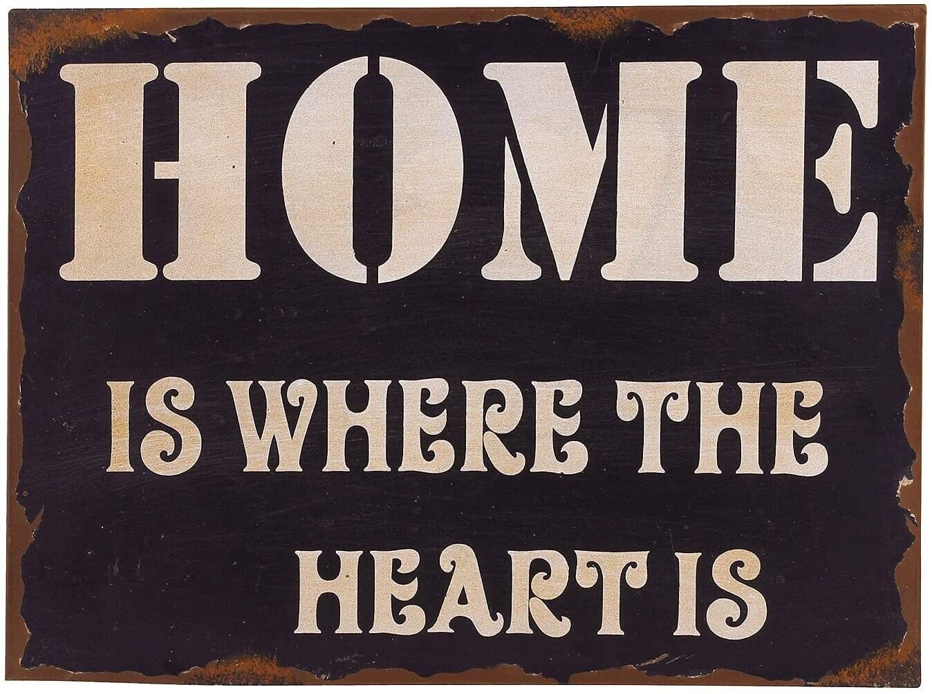 Rustic Box Sign Decor with Saying Home Is Where the Heart Is Wood Plaque Hanging