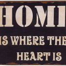 Rustic Box Sign Decor with Saying Home Is Where the Heart Is Wood Plaque Hanging
