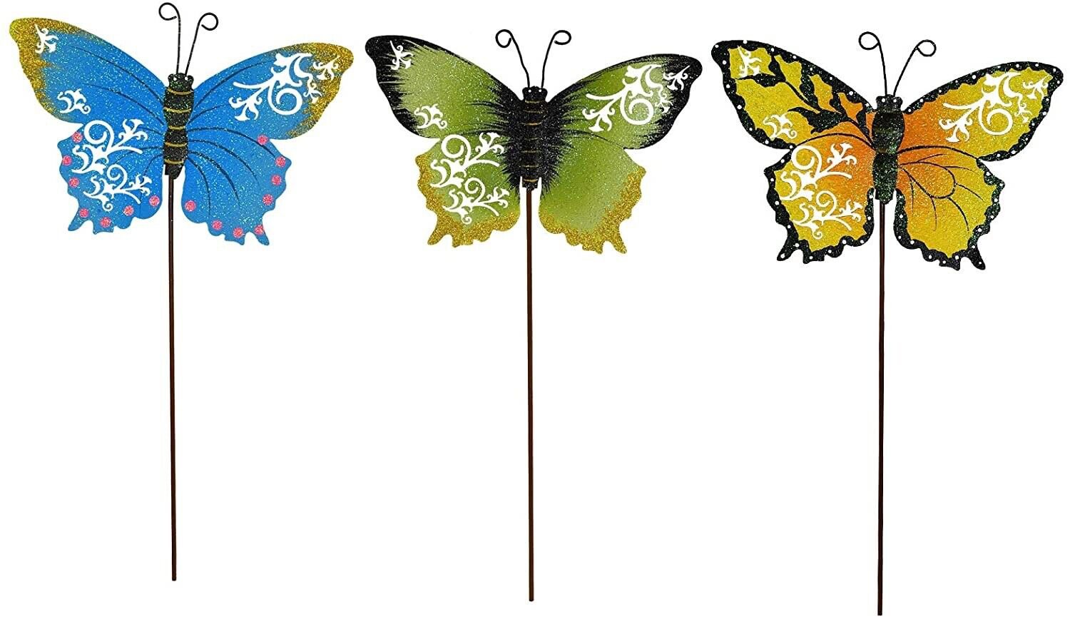 17&acirc;�� Metal Butterfly Stakes Garden Ornaments Decorative Yard Stake set of 3