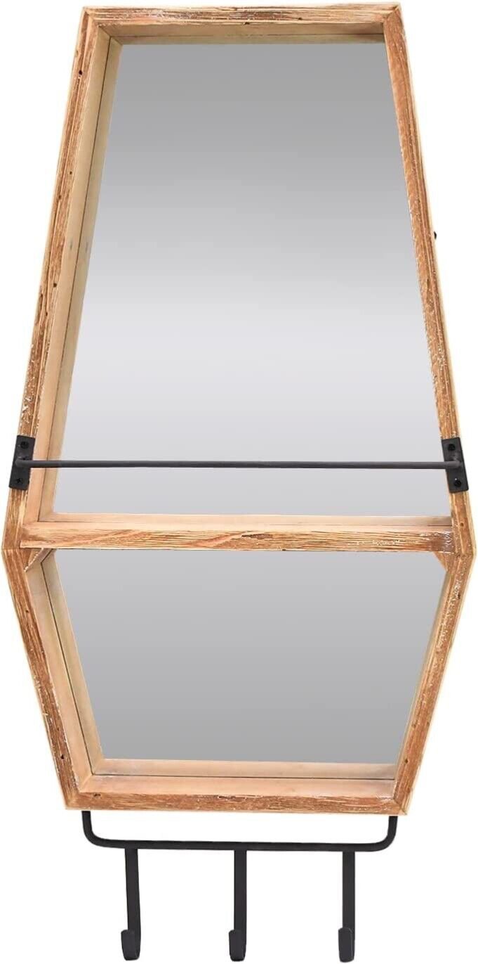 Farmhouse Wood Framed Wall Mirror for Entryway Bathroom Living Room Bedroom Wall