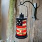 Rustic Metal Lantern Candle Holder Set of 2 with American Flag Pattern Vintage F