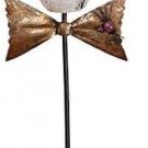 Halloween Skull Stake Decoration Rustic Metal Skull Head Decor Wearing Hat Tie G