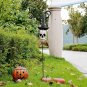 Halloween Skull Stake Decoration Rustic Metal Skull Head Decor Wearing Hat Tie G