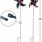 Metal Pinwheel Yard Art Decoration with USA Flag Patter 4th of July DCO Set of 2