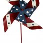 Metal Pinwheel Yard Art Decoration with USA Flag Patter 4th of July DCO Set of 2