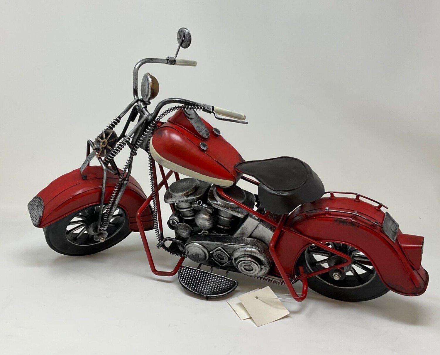 Red Metal Motorbike Decoration Tabletop Shelf Ornament Handmade Motorcycle Decor