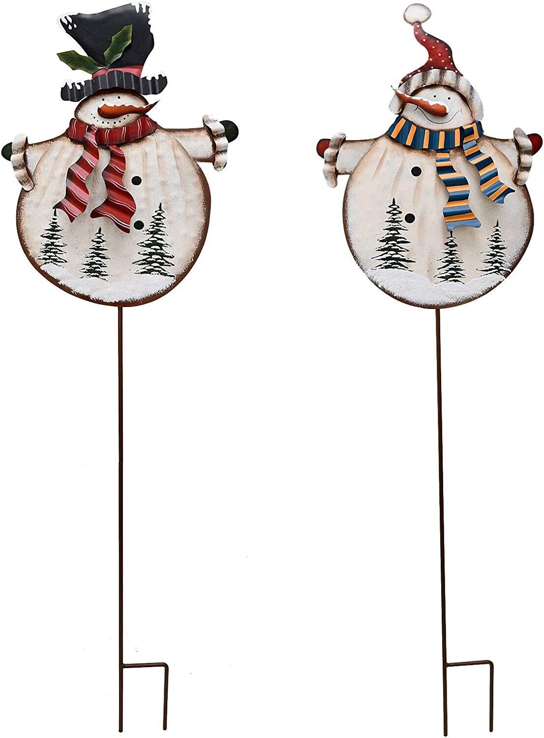 Christmas Snowman Yard Decor Holiday Decoration for Lawn (Black & Red Hat)