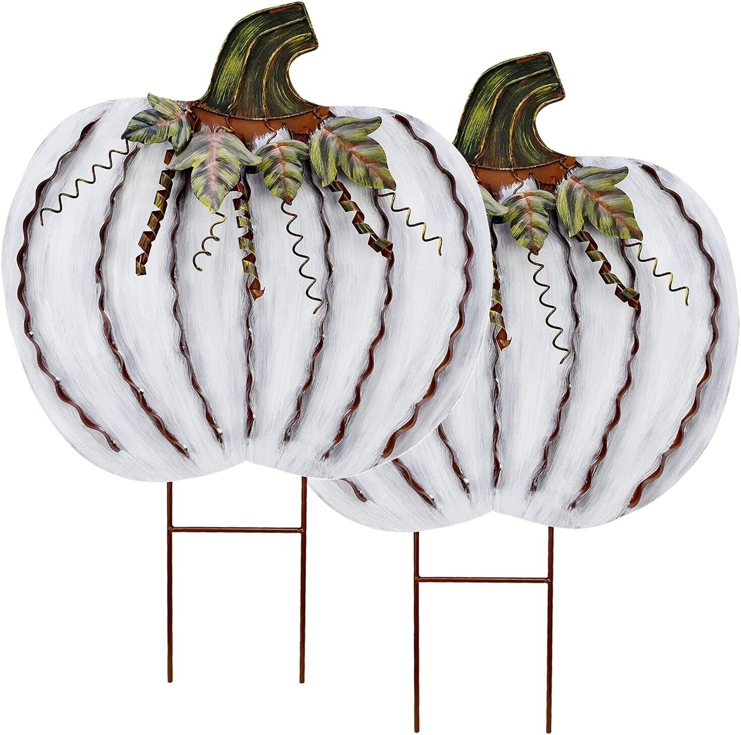 Metal Pumpkin Stakes Yard Signs Fall Decor Decorative Garden Stake  26&acirc;�� H x 2