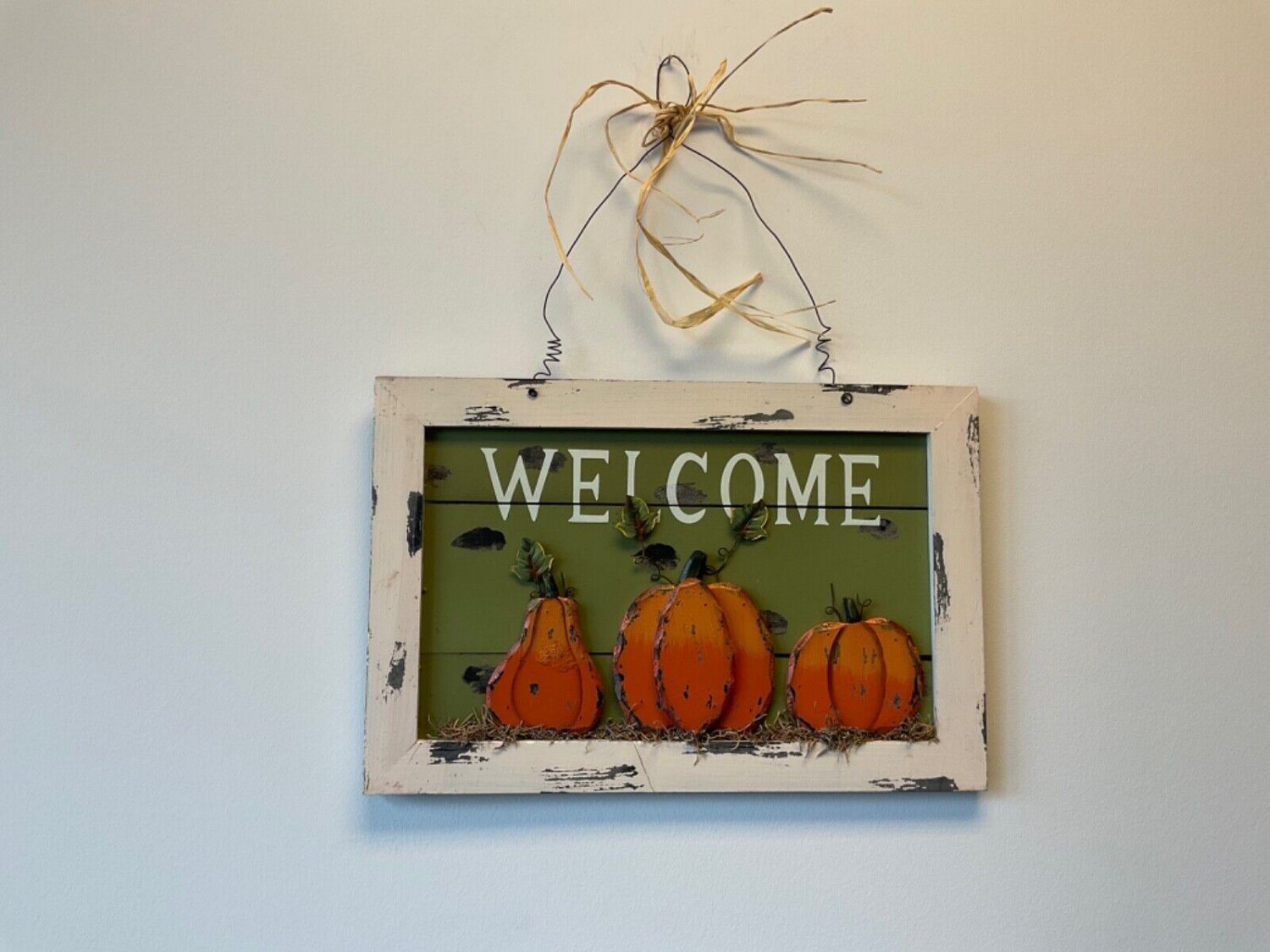 Wood Pumpkin Welcome Sign Handcrafts Door Decor Rustic Hanging Welcome Wall Sign