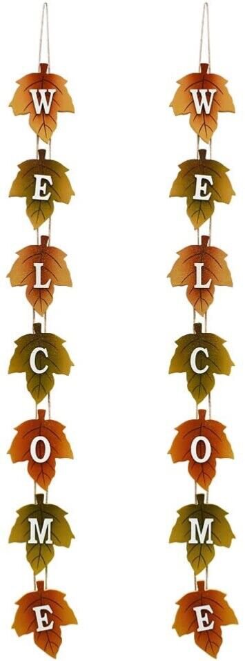 Wood Autumn Welcome Sign Fall Front Door Decor, Rustic Hanging Welcome Door Sign