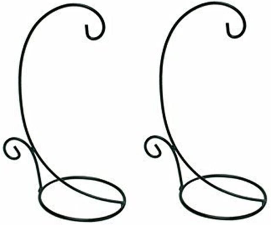 2X 11.5 H Ornament Display Stand, Black Iron Glass Ball Ornament Holder
