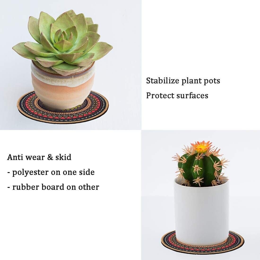 Colorful Boho Plant Pot Mat Set of 6 Absorbent Non Slip for Table Desk Floor 8.5