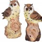 Resin Garden Statue 8.5" H Small Owl Bird withSound Owl Ornaments Decor Set of 2