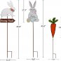 Easter Bunny & Carrot Yard Stake Set of 4 Outdoor Metal Bunny Carrot Decoration