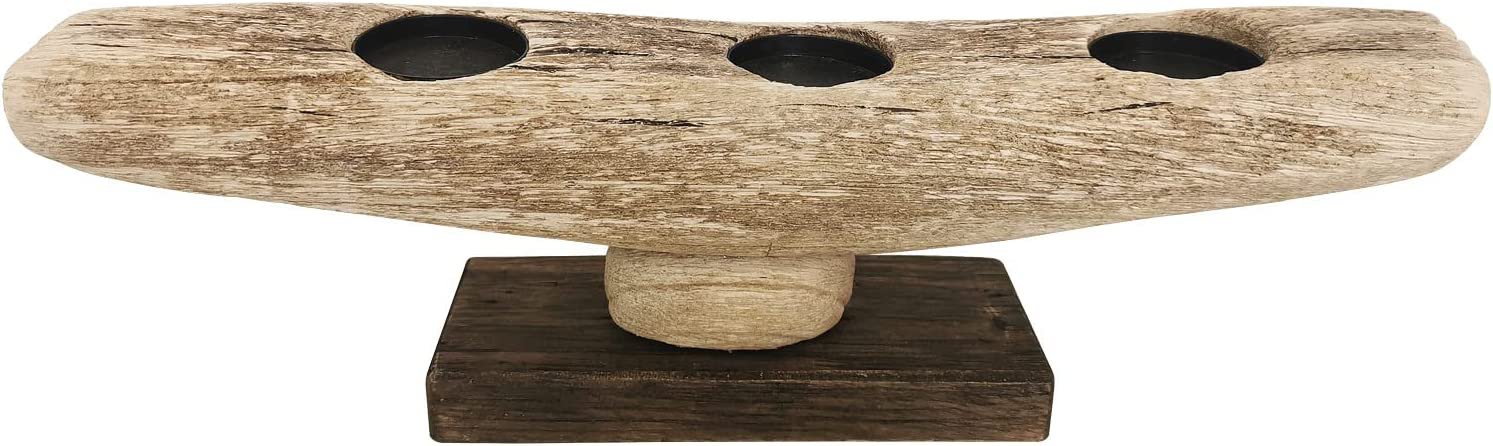 Nautical Wooden Pillar Candlestick Holder