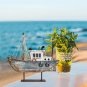 Wooden Sailboat Decorations Nautical Sail Boats Model Decoration with Lights