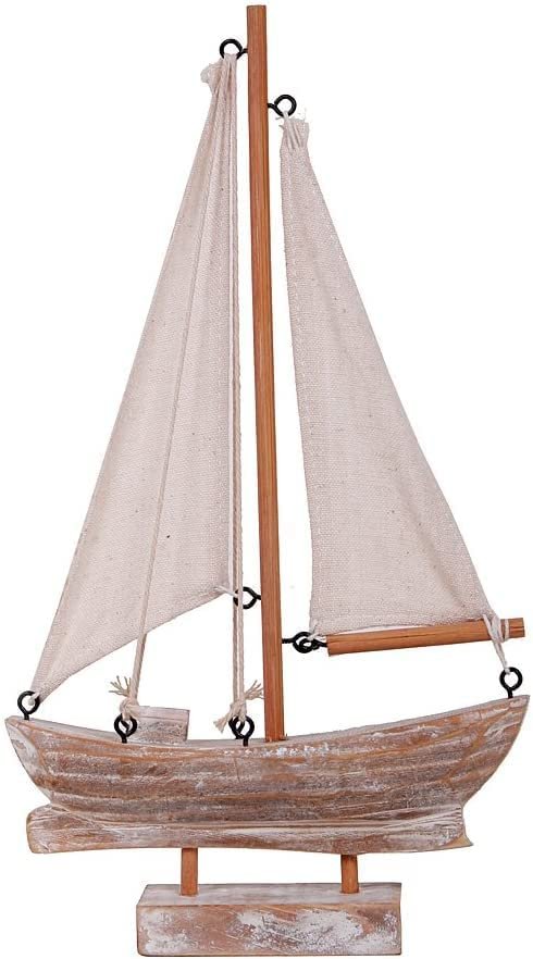 Wooden Sailboat Decorations Nautical Sail Boats Model Decoration Beach Coastal Ocean Themed