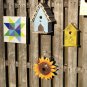 Sunflower Bird House Metal Rustic Decorative Hanging Birdhouse Wall Art