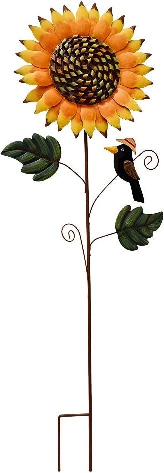 33.5" Metal Sunflowers Garden Stakes Decor Plant Sticks Spring Multicolor Yard Art