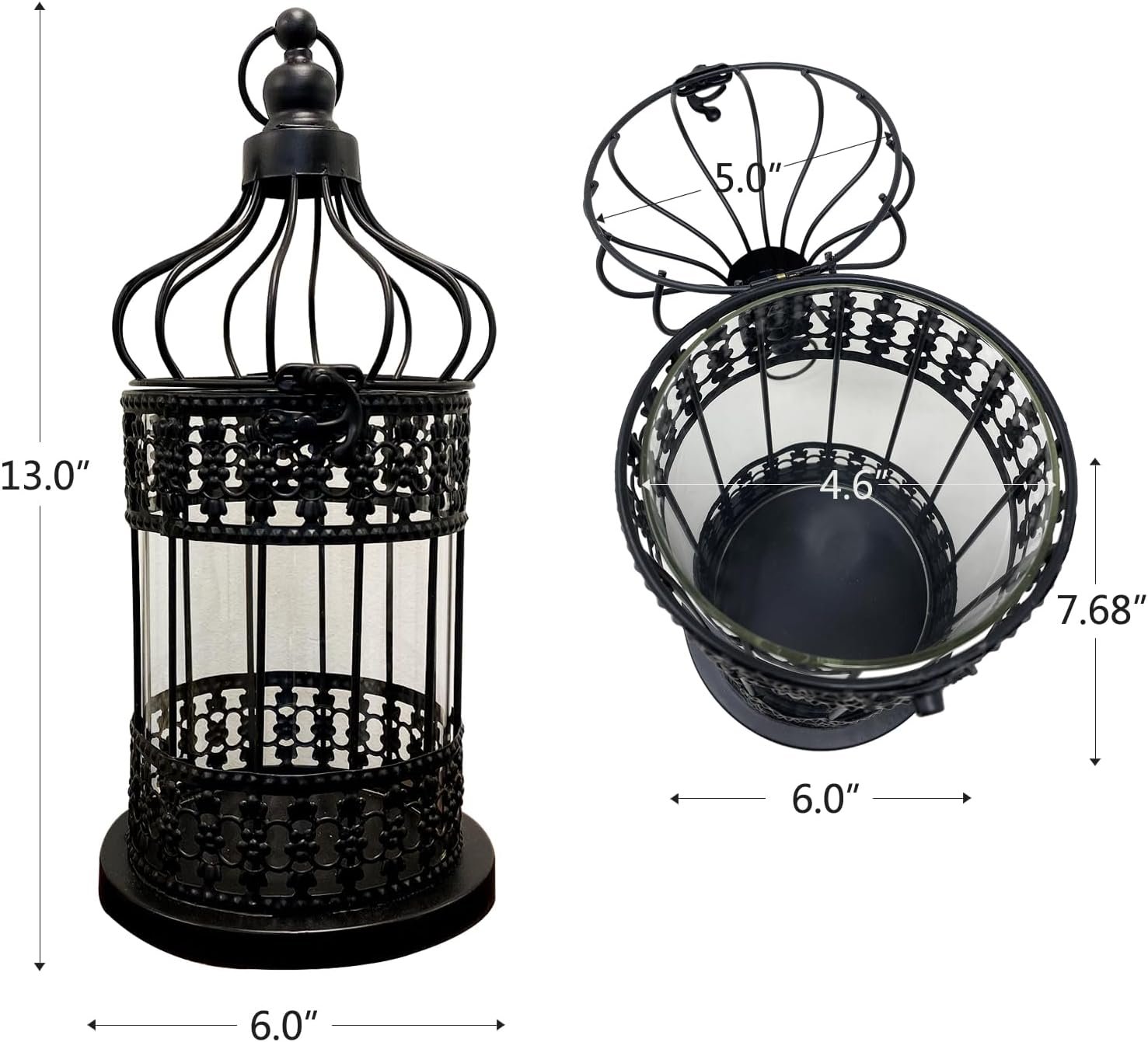Metal decorative Candleholder Birdcage Style Candle Lantern white & black