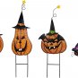 4set Halloween Garden Decorations, Metal Jack-O-Lantern Stakes
