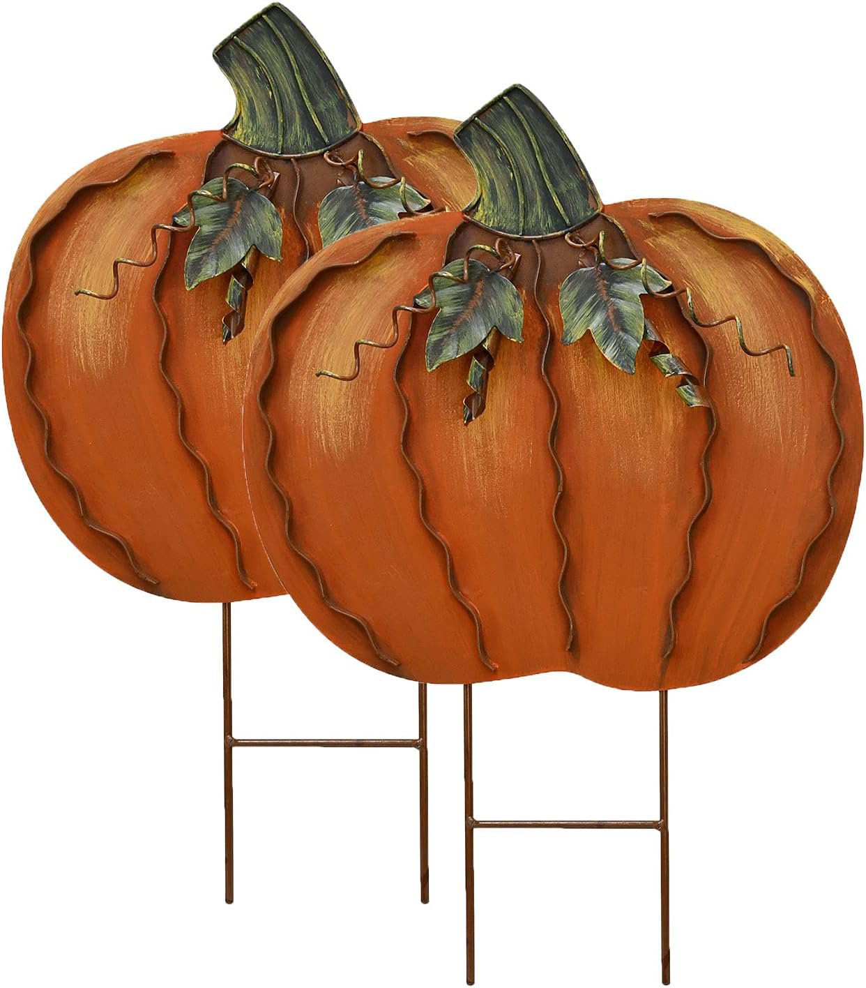 Metal Pumpkin Stakes Yard Signs Decorative Garden Stake Fall Decor