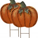 Metal Pumpkin Stakes Yard Signs Decorative Garden Stake Fall Decor