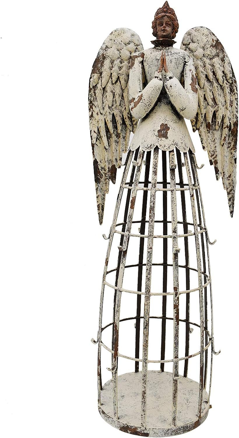Linfevisi Garden Angel Statue Decor Rustic Metal Angel Sculpture Garden Yard Art Heavenly Home Decor