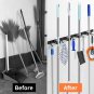 Broom Mop Holder Wall Mounted Metal Organizer With 4 Racks and 5 Hooks hanger