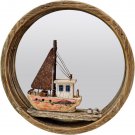 Wooden Beach Wall Hanging Circle Mirror Decor Nautical Wood Boat hanging decor