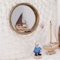 Wooden Beach Wall Hanging Circle Mirror Decor Nautical Wood Boat hanging decor