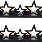 Patriotic Tea Light Candle Holders 4 Hole for Votive Candles Set of 2 Metal Star