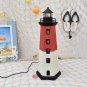 Wood Lighthouse Decor with Light, 16.25"H USB Powered LED Lighthouse Night Light