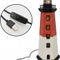 Wood Lighthouse Decor with Light, 16.25"H USB Powered LED Lighthouse Night Light
